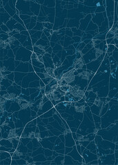 Doncaster, United Kingdom artistic blueprint map poster