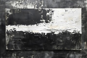 Obraz premium Abstract Black and White Textured Painting with Bold Brushstrokes