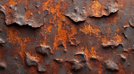 A detailed close-up image capturing the texture of rust on a steel plate. The rough, corroded surface showcases the intricate patterns caused by oxidation, highlighting the effects of time and weather