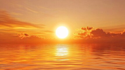 Fototapeta premium Massive Sun Over Calm Water Surface