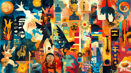 Fototapeta premium a colorful collage of cultural symbols