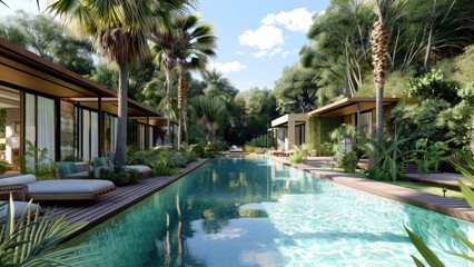 Tropical Villa with Luxurious Pool and Palm Trees