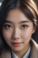 Fototapeta premium Portrait of a beautiful asian woman looking at camera, closeup