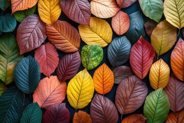 Vibrant Autumn Leaves in Various Shades of Red, Yellow, Orange, and Green