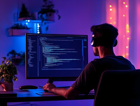 Expert Coder Expertly Crafting Intricate Web Applications in Minimalist Workspace
