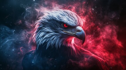American bald eagle in fire, the symbol of America. Patriotic symbols of the United States of America.