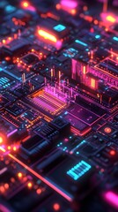 Obraz premium Conceptual Representation of a Futuristic Digital Landscape with Modular 3D Structures and Luminous