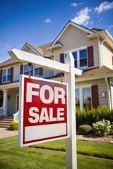 Real Estate For Sale Open House Welcome Sign Suburban Cape Cod Two Story Tall Home Residential District Neighborhood