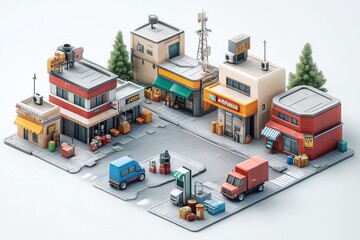 isometric community store on white background