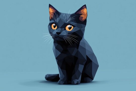 black cat polygon illustration