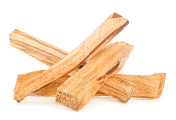 Palo Santo incense wood sticks isolated on a white background. Bursera Graveolens. Holy wood sticks.