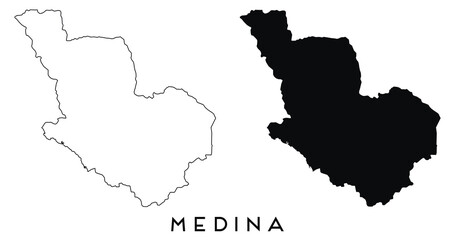 Medina map outline and black silhouette vector