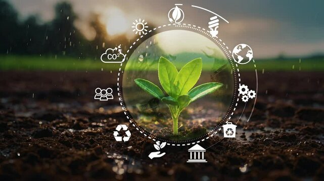 Circular economy concept for future business growth and environmental sustainability and reduce pollution for future business and environmental growth.4k corporate video.......