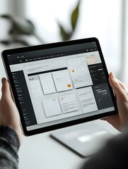Tablet Display Showcasing Customizable Drag and Drop UI Elements for Sleek Website Prototype Design