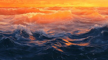 Sea Surface and Waves at Sunset