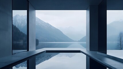 Captivating Parallax Enabled Website Layout with Serene Lakeside Scenery and Brutalist