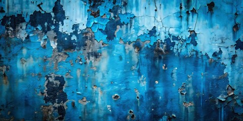 Obraz premium Abstract Blue And Black Toned Textured Wall Surface With Visible Scratches And Blotches