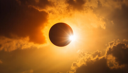 Solar eclipse with glowing corona