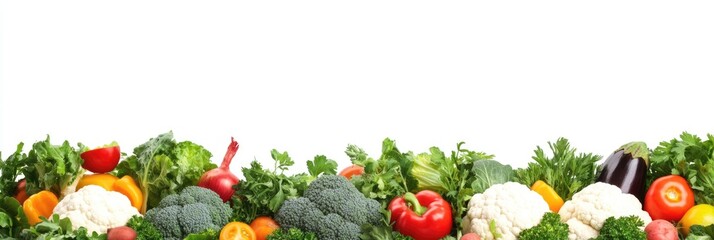 Nutrition White Background. Fresh Eat Concept with Broccoli, Cauliflower, and Chili Closeup