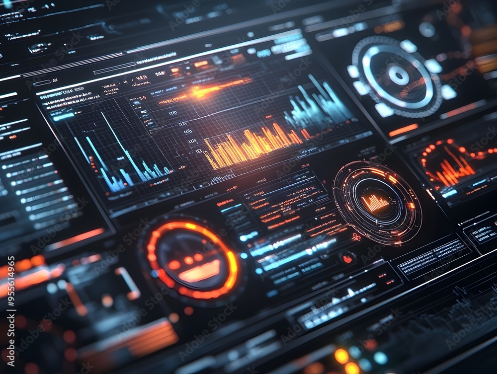 Wall mural mesmerizing holographic interface showcasing comprehensive website performance analytics