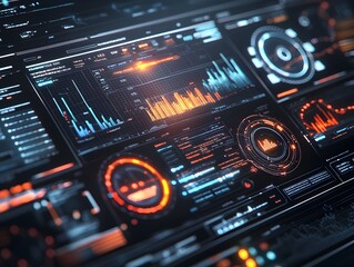 Obraz premium Mesmerizing Holographic Interface Showcasing Comprehensive Website Performance Analytics