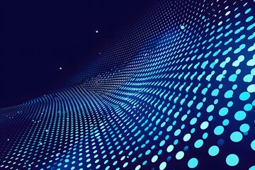 Dynamic Blue Wave of Dots in a Digital Landscape