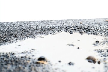 Bubbles Isolated On White. Puddle on Asphalt Background with Dripped Liquid Effect