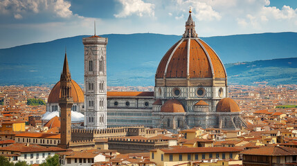Fototapeta premium The florence cathedral and giotto's campanile towering over the cityscape