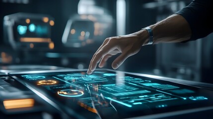 Sleek Augmented Reality Interface with Holographic Projections on Tablet Display