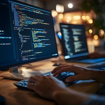 Programmer Integrating API with Website Seamlessly Hands Focused on Meticulous Coding Process
