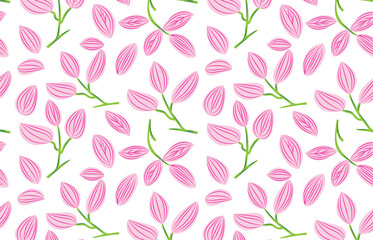 seamless pattern with pink flowers