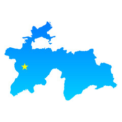 Obraz premium Map of Tajikistan with its capital Dushanbe in professional blue style