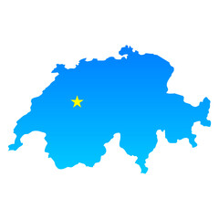 Map of Switzerland with its capital Bern in professional blue style