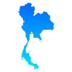 Map of Thailand with its capital Bangkok in professional blue style