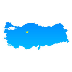 Map of Turkey with its capital Ankara in professional blue style