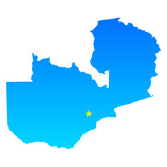 Map of Zambia with its capital Lusaka in professional blue style