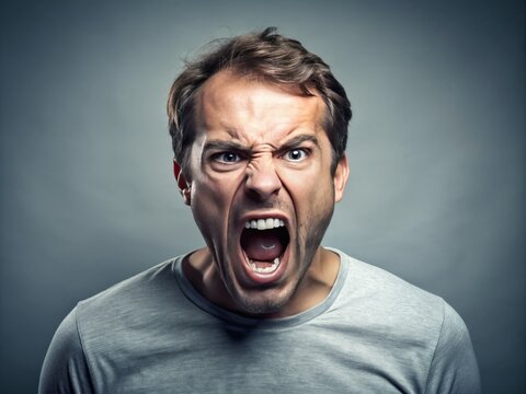 Frustrated And Enraged Man Yells At Someone Or Something, Expressing His Anger And Dissatisfaction.