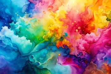 High-Resolution, Multi-Color Watercolor Texture With Fluid Ink Patterns And Subtle Imperfections, Suitable For Digital