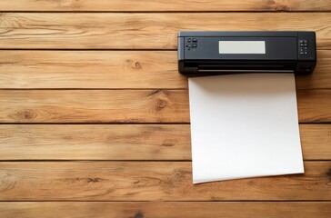 Black Scanner on a Wooden Table