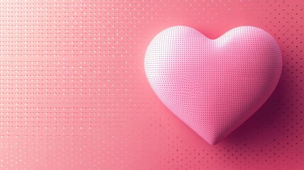 A pink heart with a dotted texture on a matching pink background, minimalist and stylish.