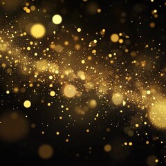 Gold Glittery Background. Abstract Bokeh Sparkle Illustration for Christmas