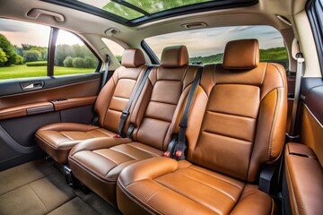 Spacious Back Seat Interior Of A Modern Car With Comfortable Leather Upholstery And Plenty Of Legroom For Passengers
