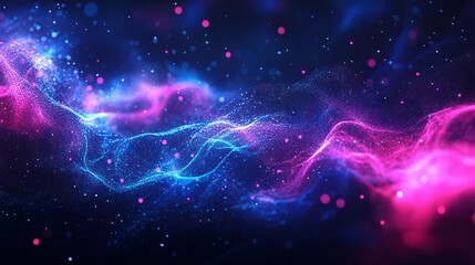 Abstract Futuristic Background with Glowing Particles and Dots. AI generated illustration
