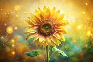 Vibrant watercolor illustration of a bright yellow sunflower with delicate petals and soft, dreamy background, evoking