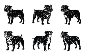 Set of beabull dog silhouette vector illustration