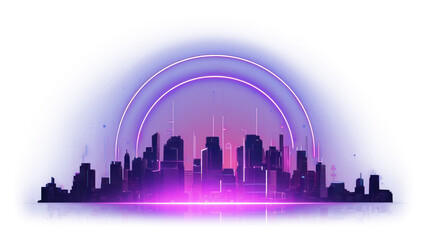 PNG Simple digital city purple light architecture.