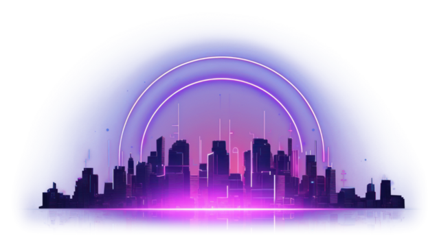 PNG Simple digital city purple light architecture. - Powered by Adobe