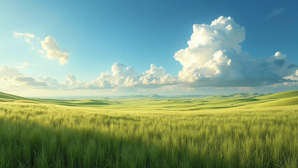 Fototapeta premium Idyllic Landscape of Rolling Green Hills