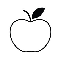 Fototapeta premium Apple icon, vector silhouette illustration clipart, isolated white background 