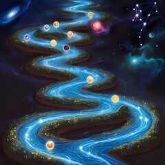 The Celestial Zodiac River Flowing Through the Cosmos